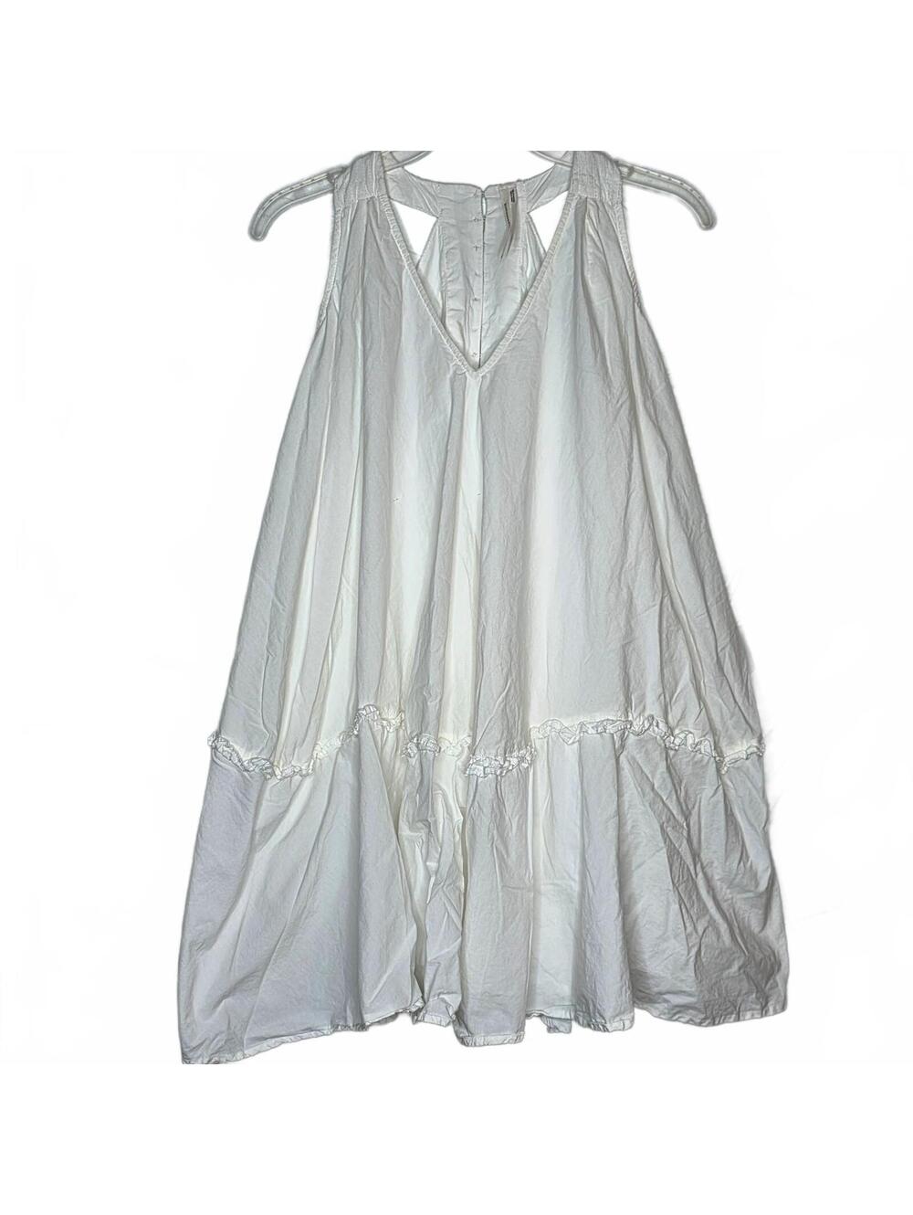 Anthropologie Women's XS White Cotton Swing Tunic Dress Sleeveless Resort